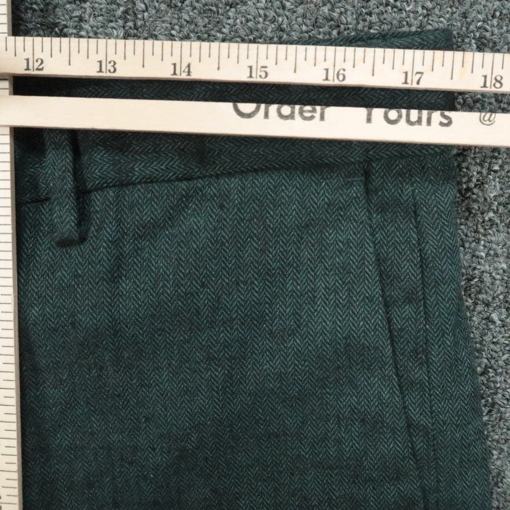 Banana Republic Pants Men 34x30 Green Herringbone Linen Blend Tailored Trouser